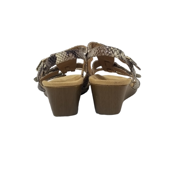 Vionic Glenda Strappy Wedge Leather Sandals In Snake Print Comfort Shoes Size 7 - Picture 10 of 11